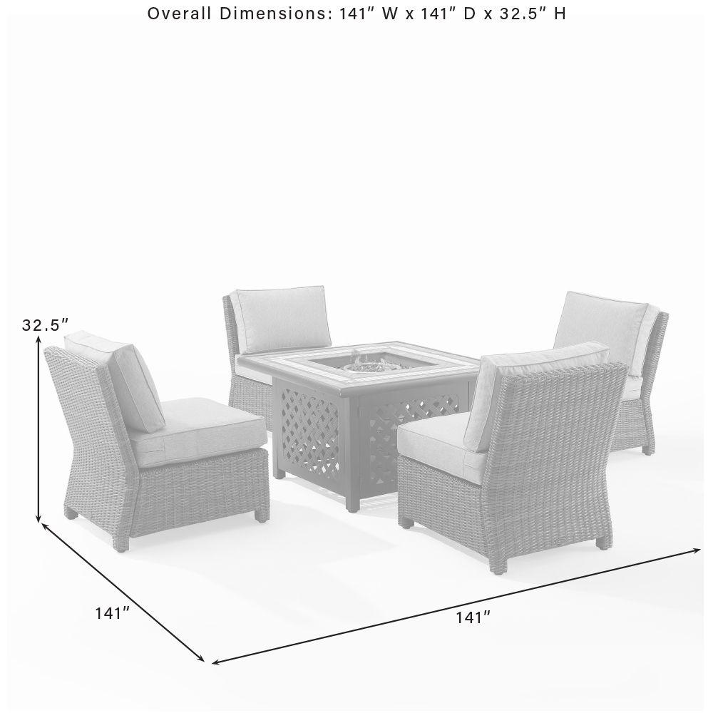 Bradenton 5Pc Outdoor Chair Set W/ Fire Table, & 4 Armless Chairs