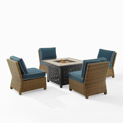 Bradenton 5Pc Outdoor Chair Set W/ Fire Table, Tucson Fire Table, 4 Chairs