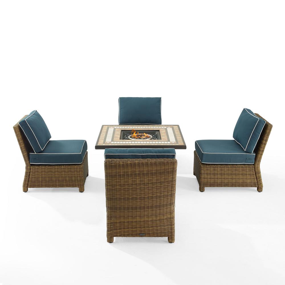 Bradenton 5Pc Outdoor Chair Set W/ Fire Table, Tucson Fire Table, 4 Chairs