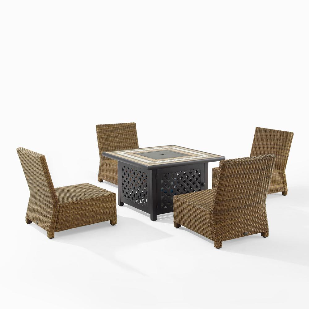 Bradenton 5Pc Outdoor Chair Set W/ Fire Table, Tucson Fire Table, 4 Chairs