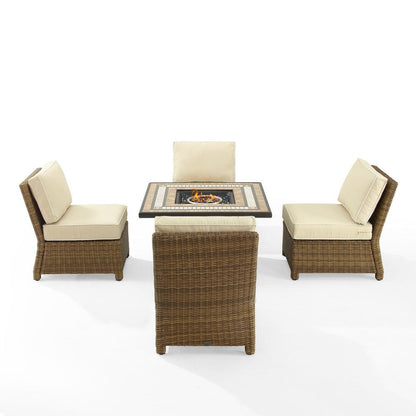Bradenton 5Pc Outdoor Chair Set W/ Fire Table, Tucson Fire Table, 4 Chairs