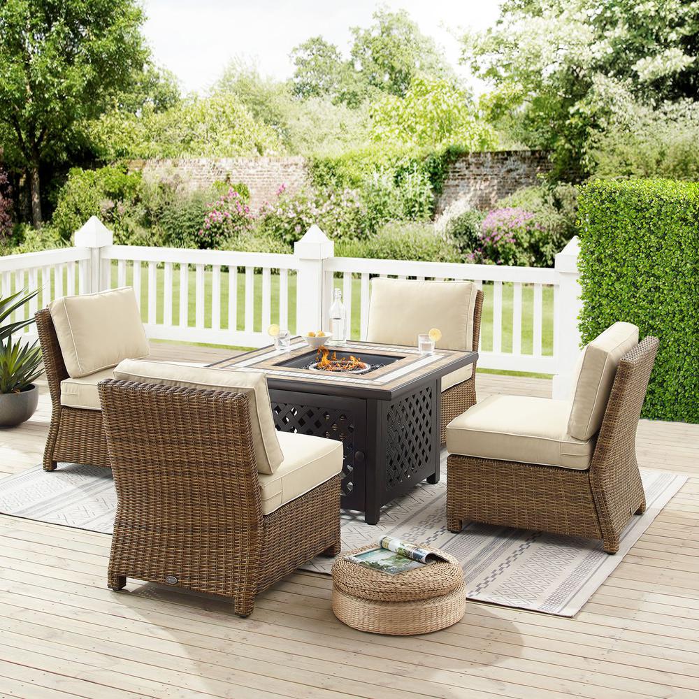 Bradenton 5Pc Outdoor Chair Set W/ Fire Table, Tucson Fire Table, 4 Chairs
