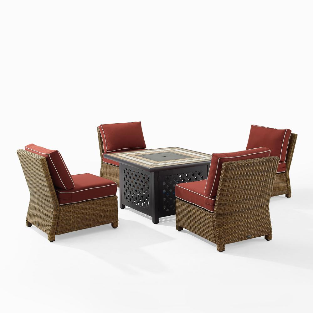 Bradenton 5Pc Outdoor Chair Set W/ Fire Table, Tucson Fire Table, 4 Chairs