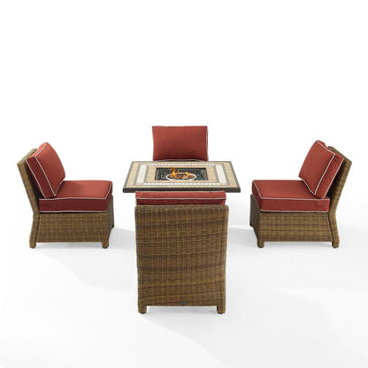 Bradenton 5Pc Outdoor Chair Set W/ Fire Table, Tucson Fire Table, 4 Chairs