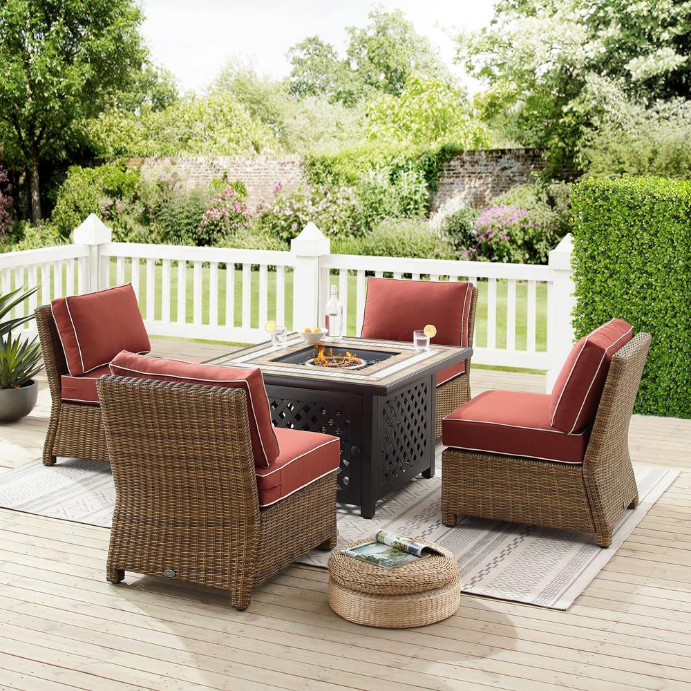 Bradenton 5Pc Outdoor Chair Set W/ Fire Table, Tucson Fire Table, 4 Chairs