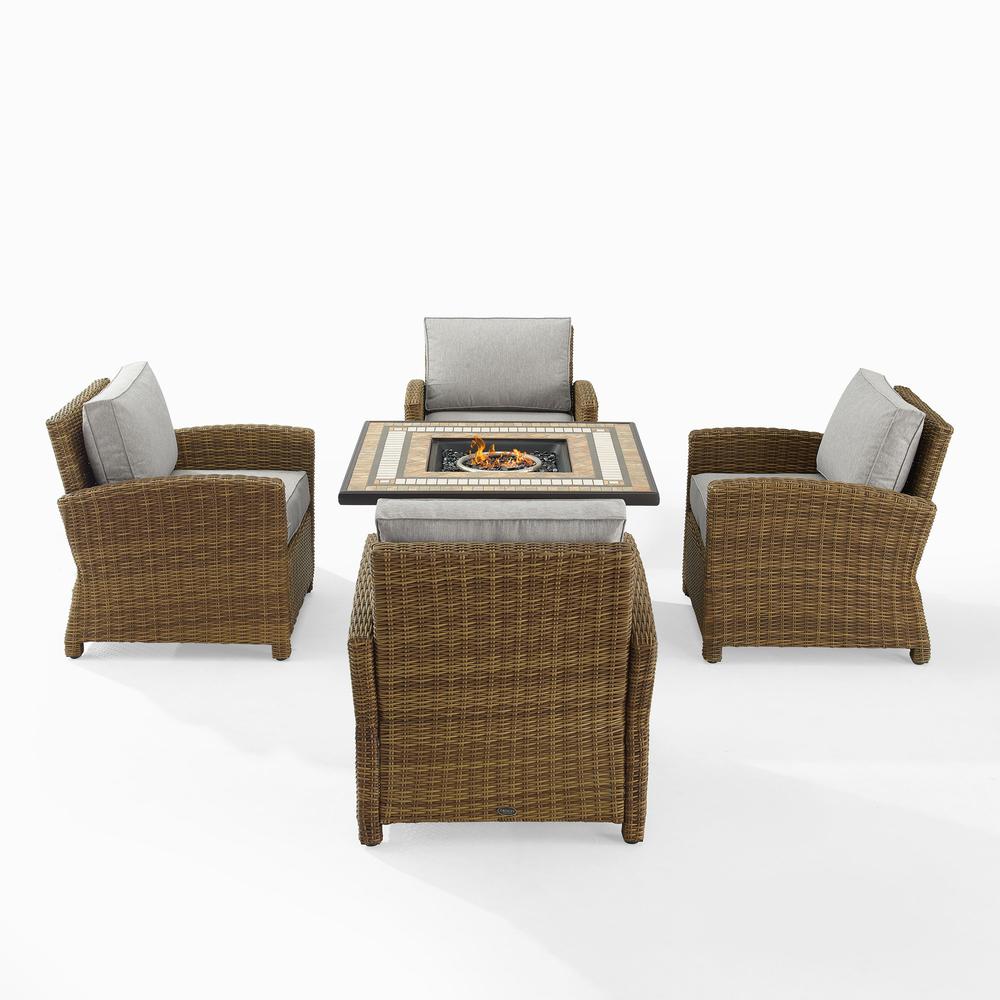 Bradenton 5Pc Outdoor Chair Set W/ Fire Table, Tucson Fire Table & 4 Armchairs