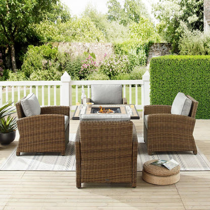 Bradenton 5Pc Outdoor Chair Set W/ Fire Table, Tucson Fire Table & 4 Armchairs