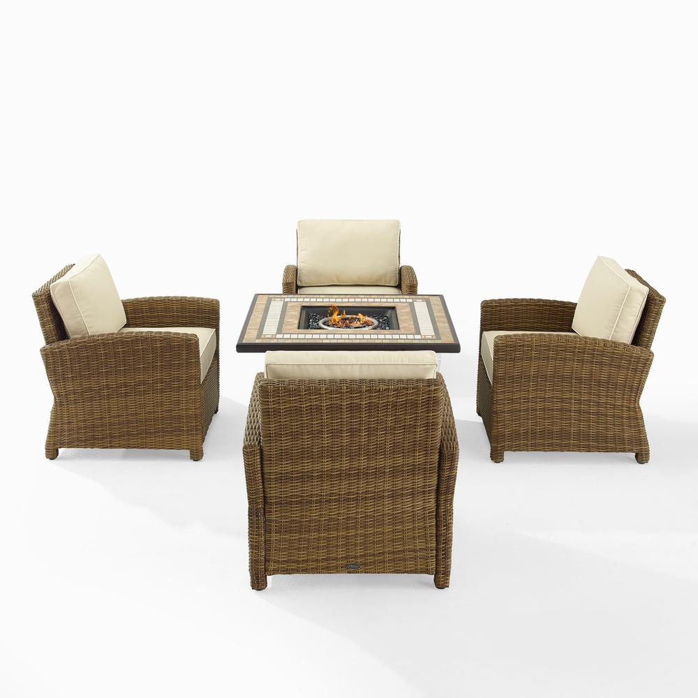 Bradenton 5Pc Outdoor Chair Set W/ Fire Table, Tucson Fire Table & 4 Armchairs
