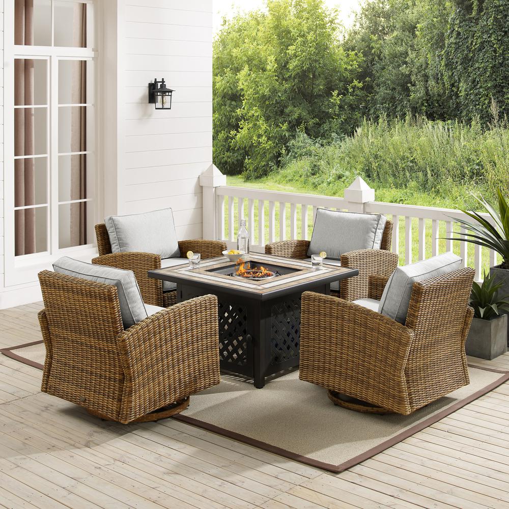 Bradenton 5Pc Outdoor Rocker Set W/ Fire Table, Tucson Fire Table & 4 Rockers