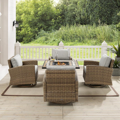 Bradenton 5Pc Outdoor Rocker Set W/ Fire Table, Tucson Fire Table & 4 Rockers