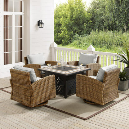 Bradenton 5Pc Outdoor Rocker Set W/ Fire Table, Tucson Fire Table & 4 Rockers