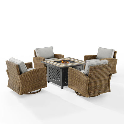 Bradenton 5Pc Outdoor Rocker Set W/ Fire Table, Tucson Fire Table & 4 Rockers