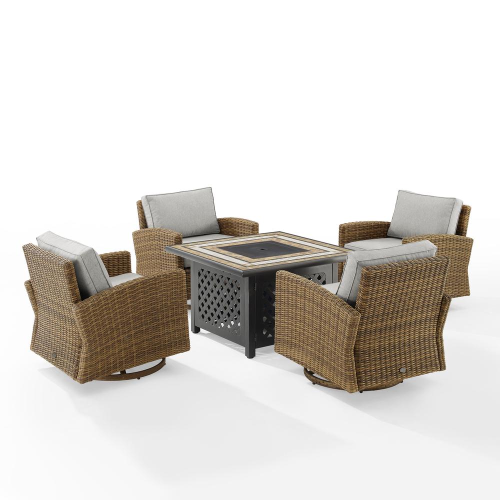 Bradenton 5Pc Outdoor Rocker Set W/ Fire Table, Tucson Fire Table & 4 Rockers