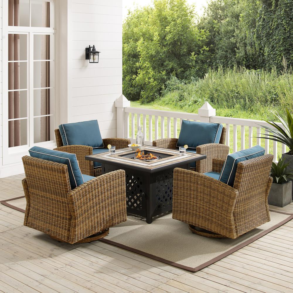 Bradenton 5Pc Outdoor Rocker Set W/ Fire Table, Tucson Fire Table & 4 Rockers
