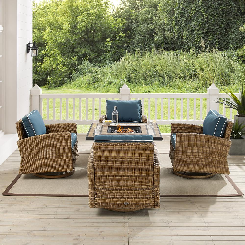 Bradenton 5Pc Outdoor Rocker Set W/ Fire Table, Tucson Fire Table & 4 Rockers