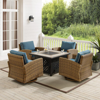 Bradenton 5Pc Outdoor Rocker Set W/ Fire Table, Tucson Fire Table & 4 Rockers