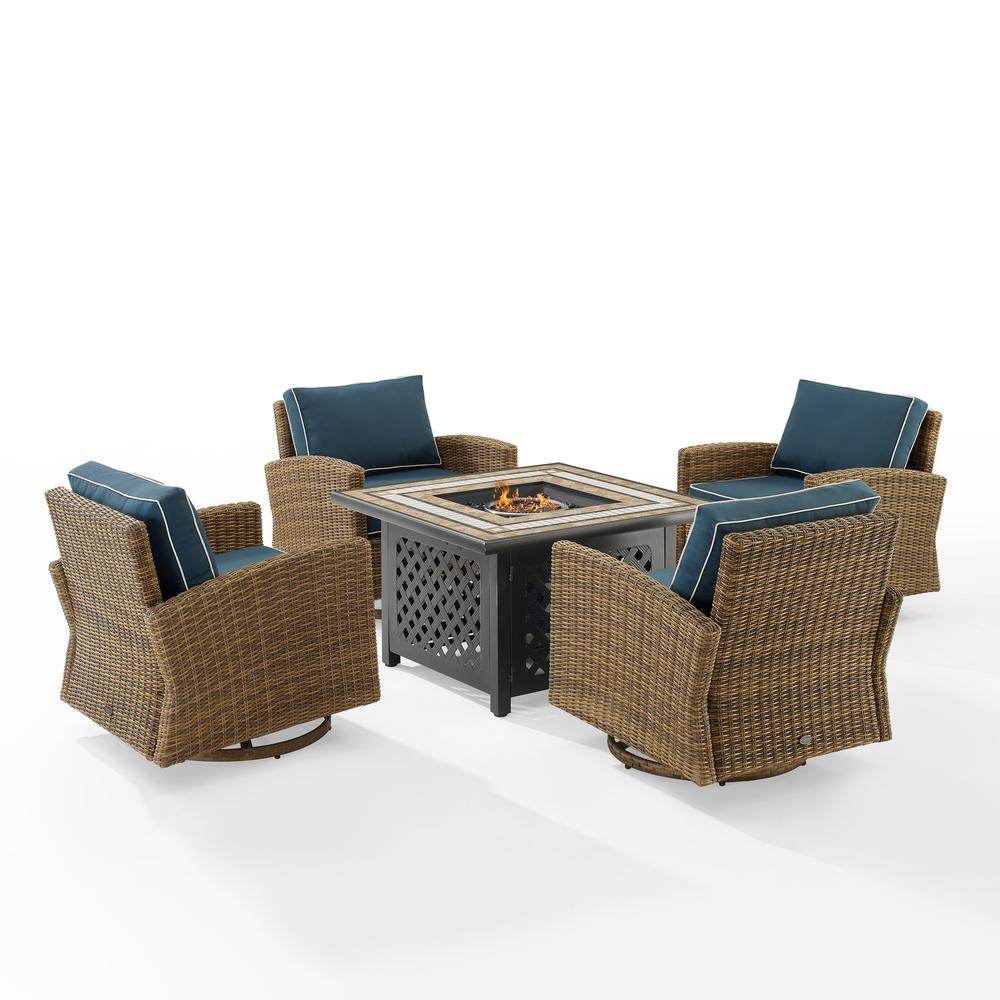 Bradenton 5Pc Outdoor Rocker Set W/ Fire Table, Tucson Fire Table & 4 Rockers