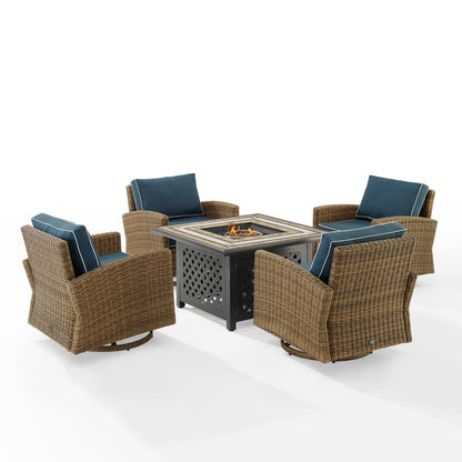 Bradenton 5Pc Outdoor Rocker Set W/ Fire Table, Tucson Fire Table & 4 Rockers