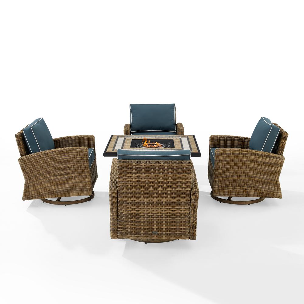 Bradenton 5Pc Outdoor Rocker Set W/ Fire Table, Tucson Fire Table & 4 Rockers