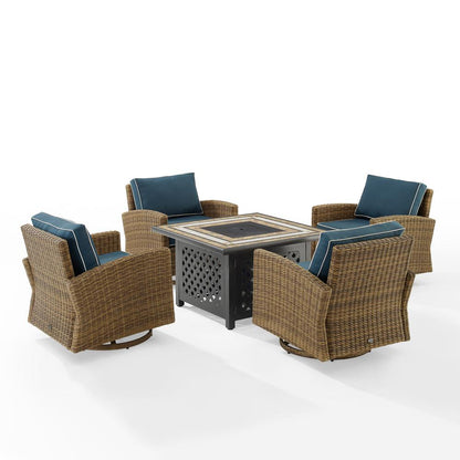 Bradenton 5Pc Outdoor Rocker Set W/ Fire Table, Tucson Fire Table & 4 Rockers