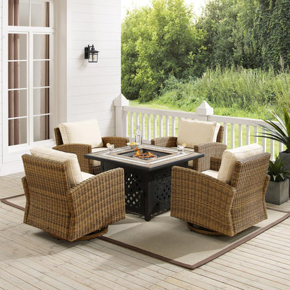Bradenton 5Pc Outdoor Rocker Set W/ Fire Table, Tucson Fire Table & 4 Rockers