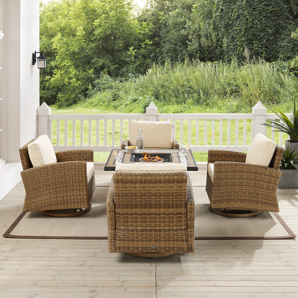 Bradenton 5Pc Outdoor Rocker Set W/ Fire Table, Tucson Fire Table & 4 Rockers