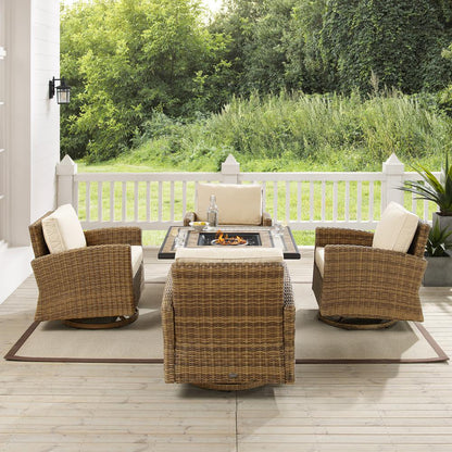 Bradenton 5Pc Outdoor Rocker Set W/ Fire Table, Tucson Fire Table & 4 Rockers