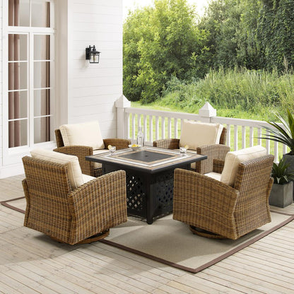 Bradenton 5Pc Outdoor Rocker Set W/ Fire Table, Tucson Fire Table & 4 Rockers