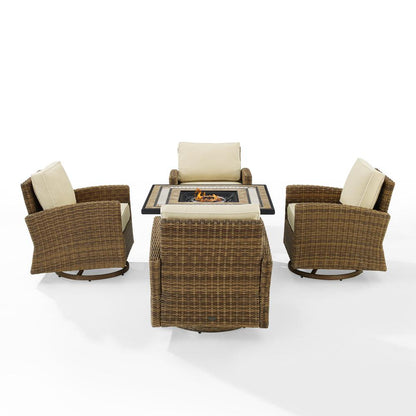 Bradenton 5Pc Outdoor Rocker Set W/ Fire Table, Tucson Fire Table & 4 Rockers