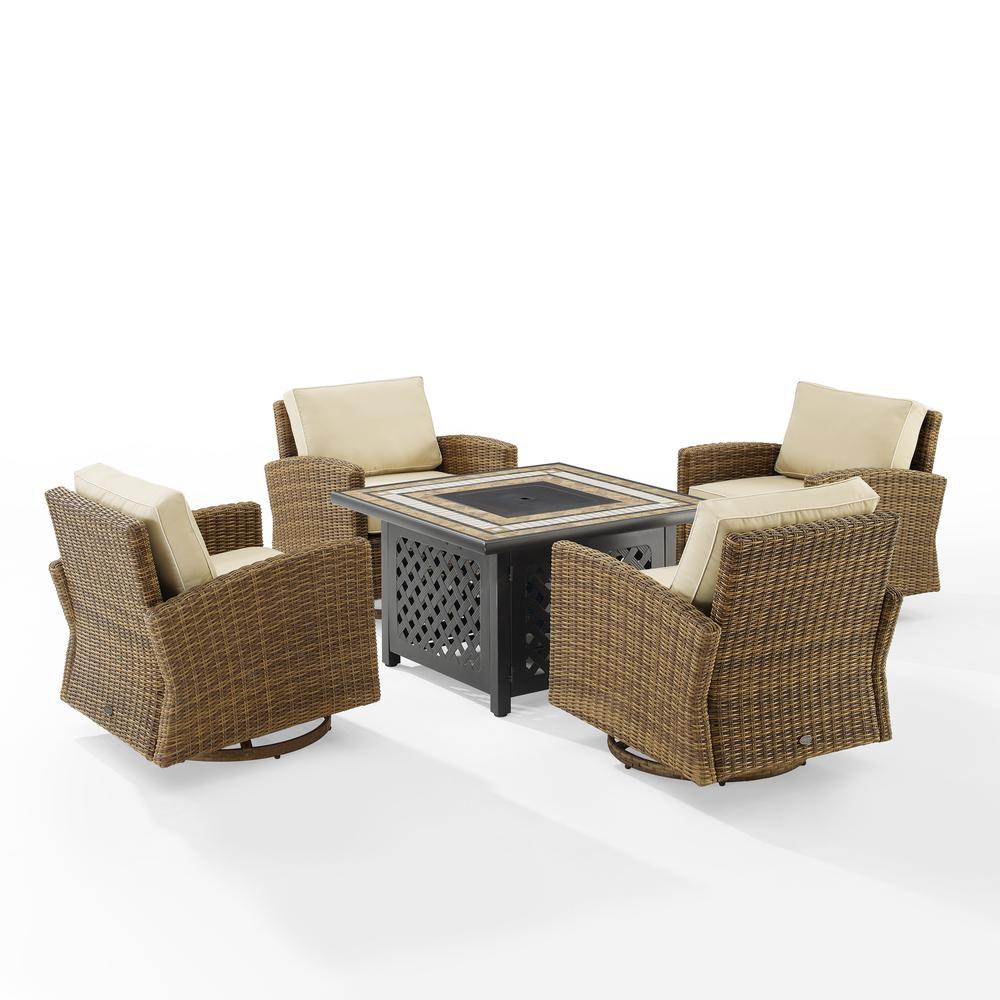 Bradenton 5Pc Outdoor Rocker Set W/ Fire Table, Tucson Fire Table & 4 Rockers