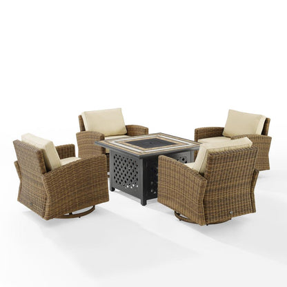 Bradenton 5Pc Outdoor Rocker Set W/ Fire Table, Tucson Fire Table & 4 Rockers