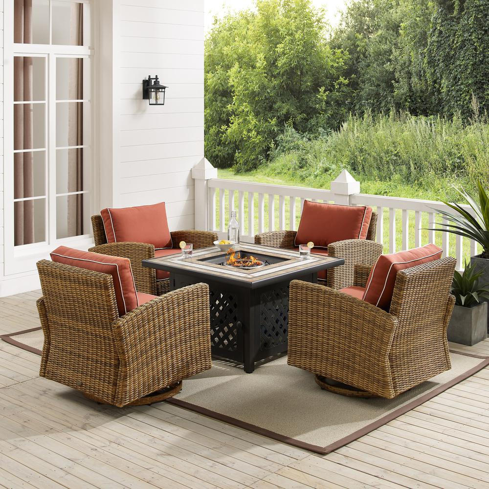 Bradenton 5Pc Outdoor Rocker Set W/ Fire Table, Tucson Fire Table & 4 Rockers