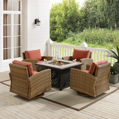 Bradenton 5Pc Outdoor Rocker Set W/ Fire Table, Tucson Fire Table & 4 Rockers