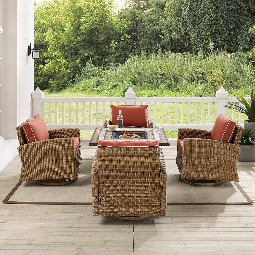 Bradenton 5Pc Outdoor Rocker Set W/ Fire Table, Tucson Fire Table & 4 Rockers