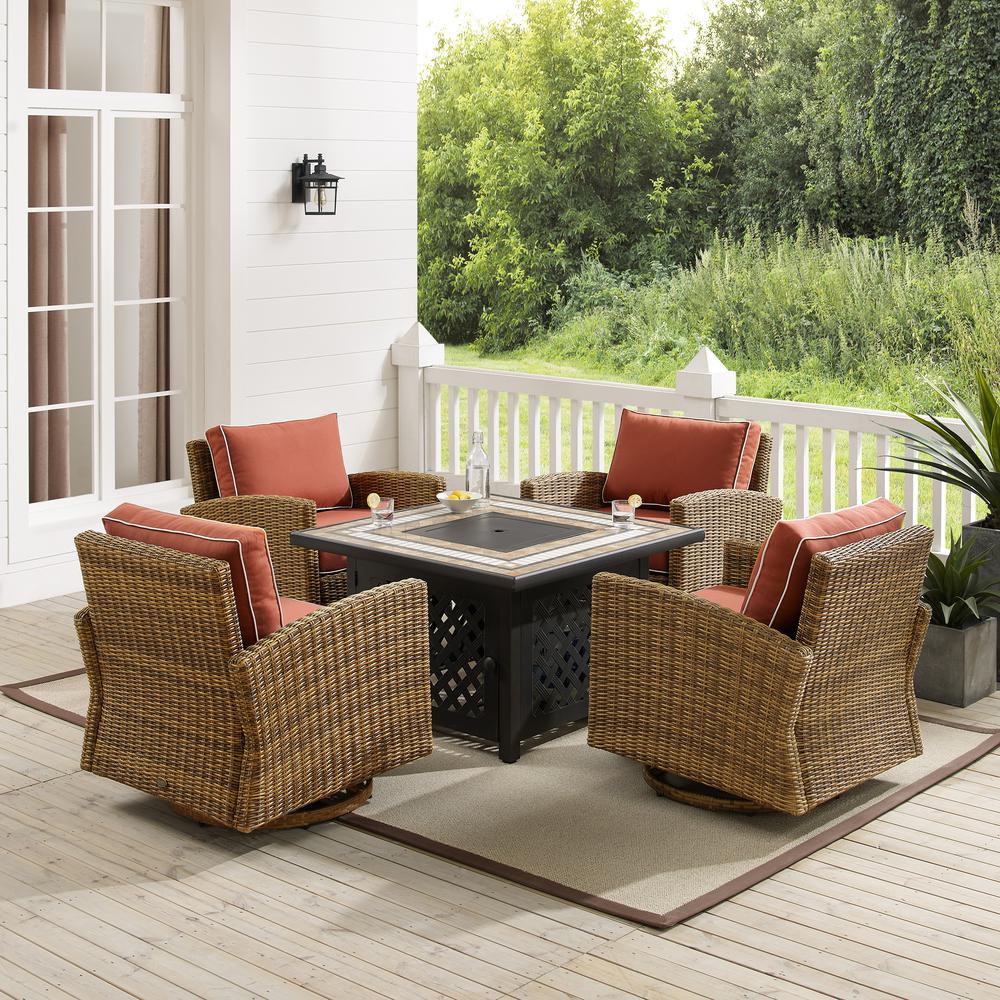 Bradenton 5Pc Outdoor Rocker Set W/ Fire Table, Tucson Fire Table & 4 Rockers