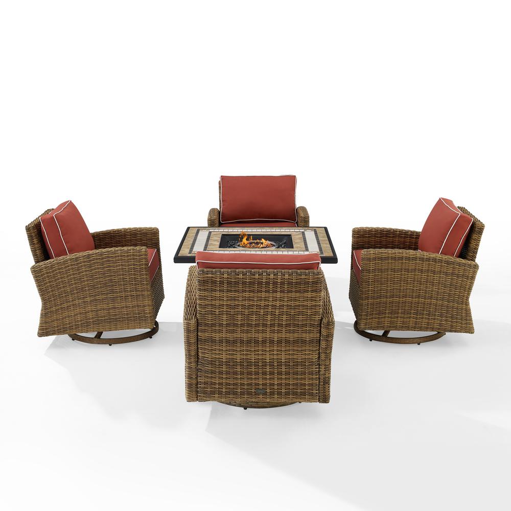Bradenton 5Pc Outdoor Rocker Set W/ Fire Table, Tucson Fire Table & 4 Rockers