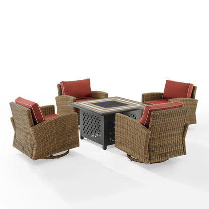 Bradenton 5Pc Outdoor Rocker Set W/ Fire Table, Tucson Fire Table & 4 Rockers