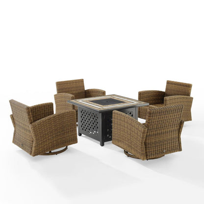 Bradenton 5Pc Outdoor Rocker Set W/ Fire Table, Tucson Fire Table & 4 Rockers