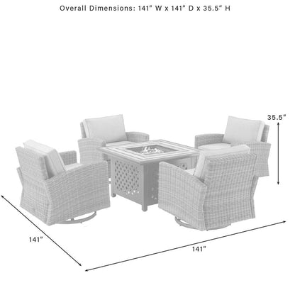 Bradenton 5Pc Outdoor Rocker Set W/ Fire Table, Tucson Fire Table & 4 Rockers