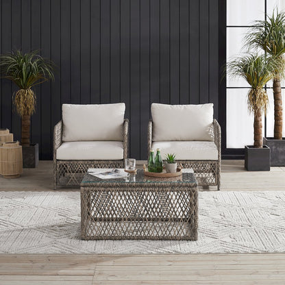 Granite Bay 3-Piece Wicker Outdoor Chair Set - Coffee Table & 2 Chairs