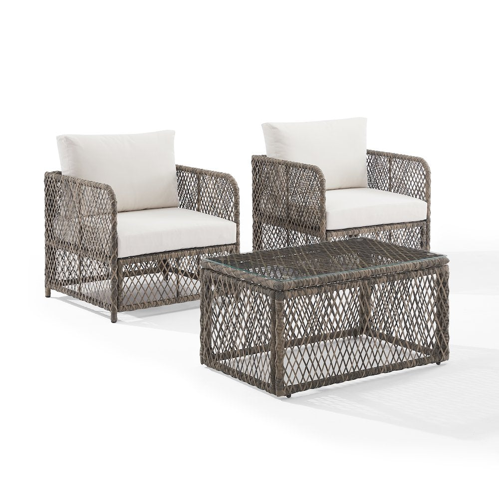 Granite Bay 3-Piece Wicker Outdoor Chair Set - Coffee Table & 2 Chairs