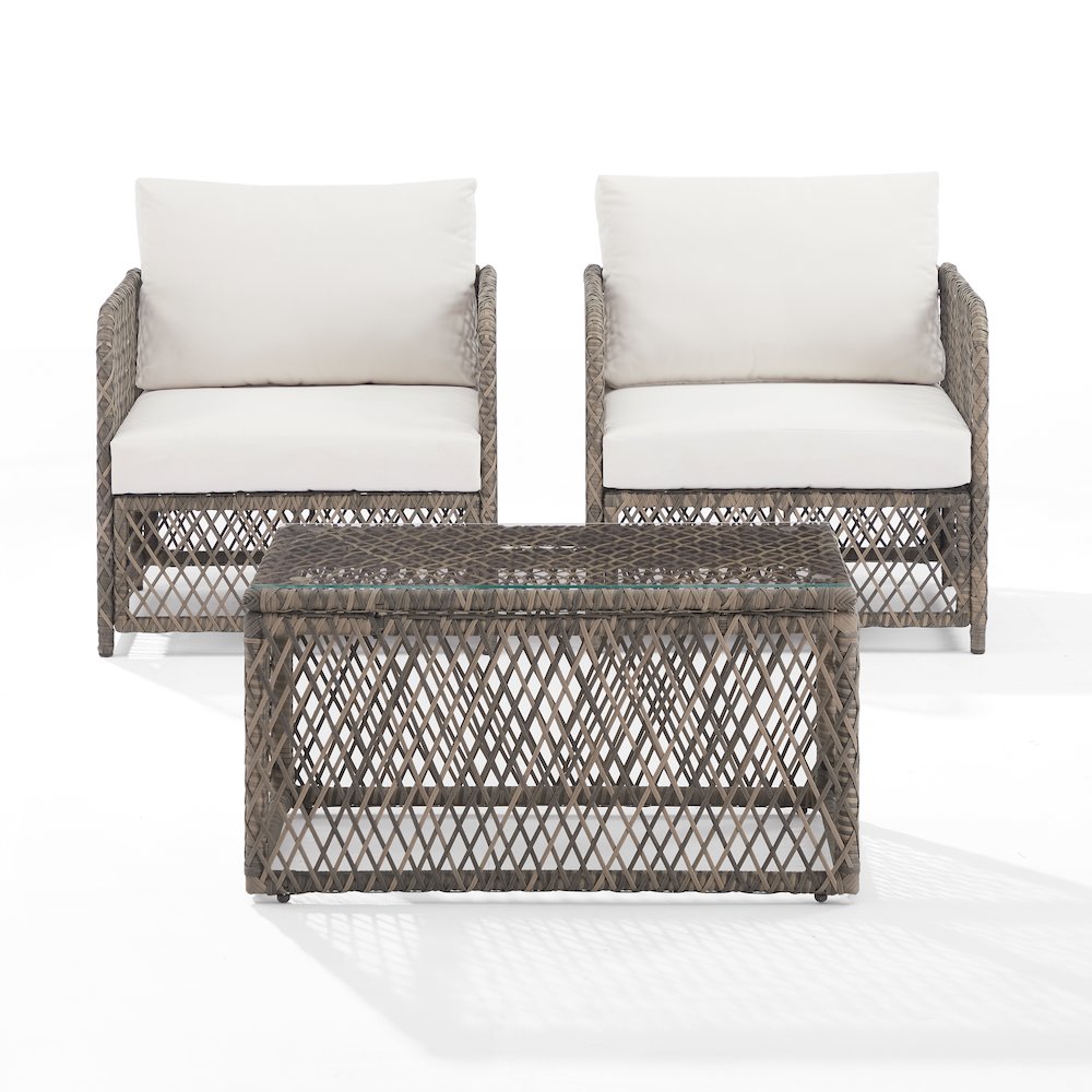 Granite Bay 3-Piece Wicker Outdoor Chair Set - Coffee Table & 2 Chairs
