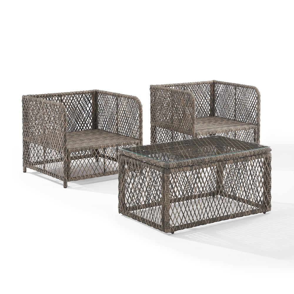 Granite Bay 3-Piece Wicker Outdoor Chair Set - Coffee Table & 2 Chairs