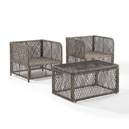 Granite Bay 3-Piece Wicker Outdoor Chair Set - Coffee Table & 2 Chairs