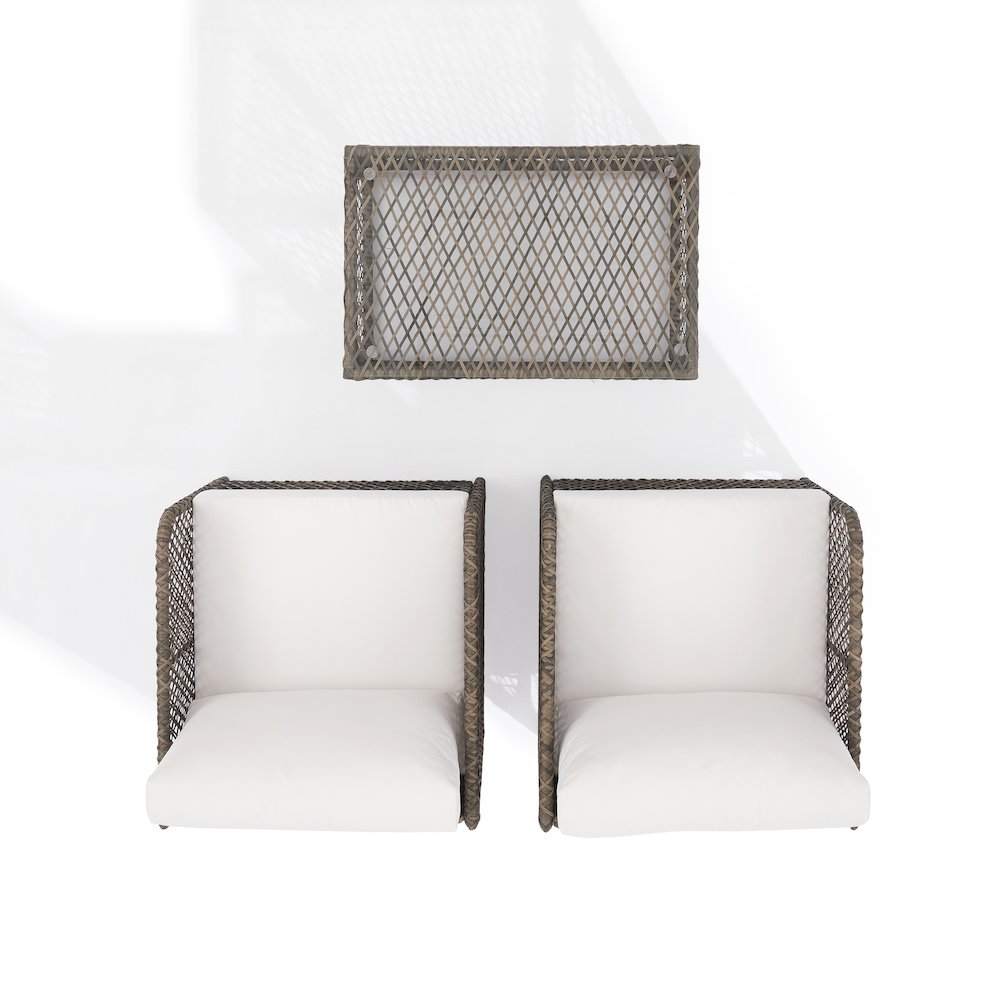 Granite Bay 3-Piece Wicker Outdoor Chair Set - Coffee Table & 2 Chairs