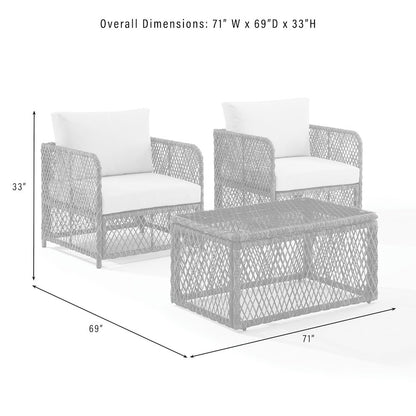Granite Bay 3-Piece Wicker Outdoor Chair Set - Coffee Table & 2 Chairs
