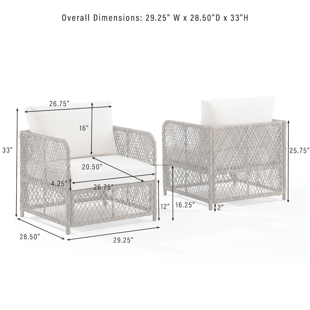 Granite Bay 3-Piece Wicker Outdoor Chair Set - Coffee Table & 2 Chairs