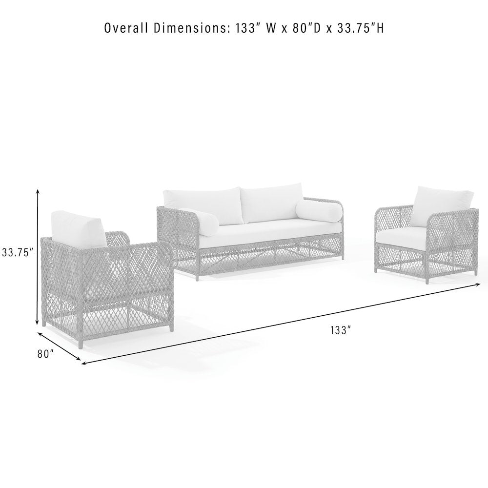 Granite Bay 3Pc Wicker Outdoor Sofa Patio Furniture Set - Sofa & 2 Chairs