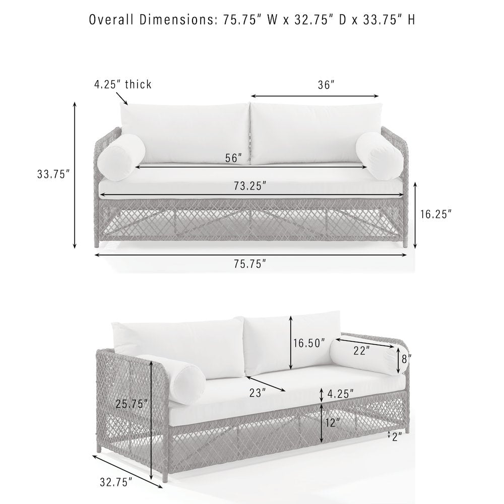 Granite Bay 3Pc Wicker Outdoor Sofa Patio Furniture Set - Sofa & 2 Chairs