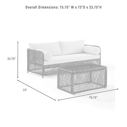 Granite Bay 2Pc Wicker Outdoor Sofa Patio Furniture Set - Sofa & Coffee Table
